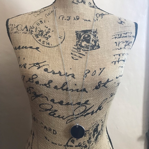 New York & Company Jewelry - New York & Co Navy and Silver Medallion Necklace